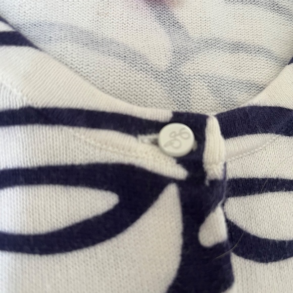 Lily Pulitzer Women’s XS Cotton Cardigan Pearly Buttons Navy White Geometric - Picture 3 of 9